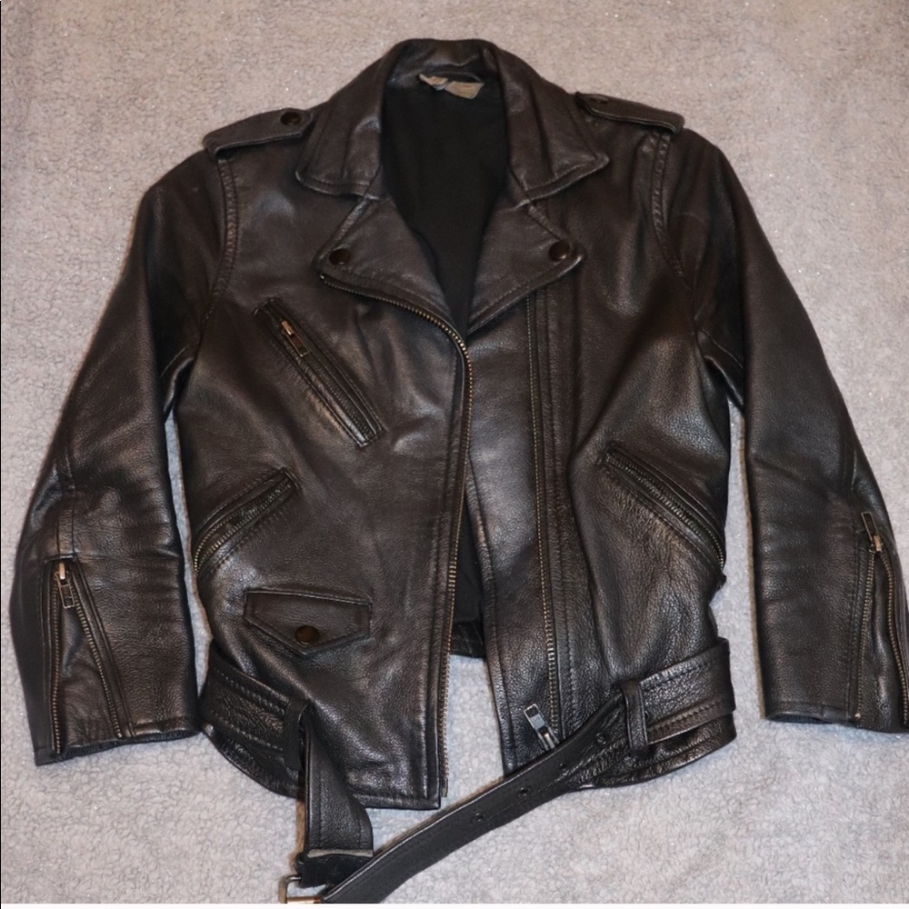 Cropped Moto leather jacket